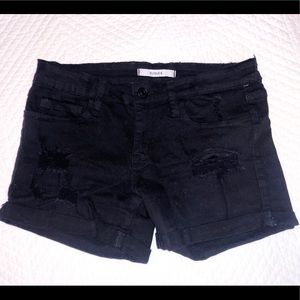 Black denim shorts